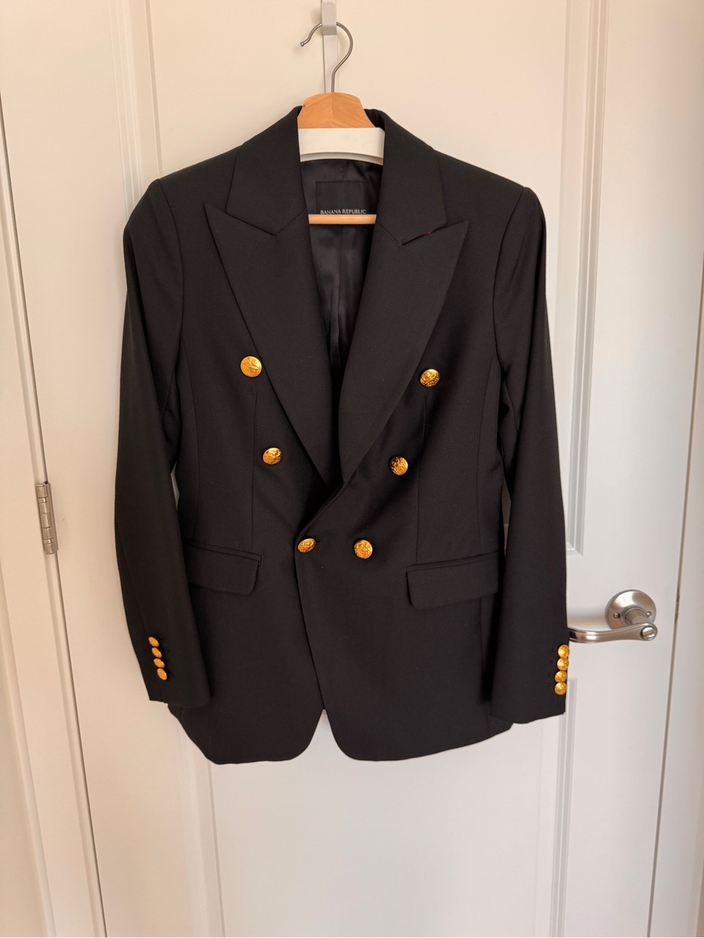 Banana Republic Black Wool Blend Double Breasted Blazer Size 4